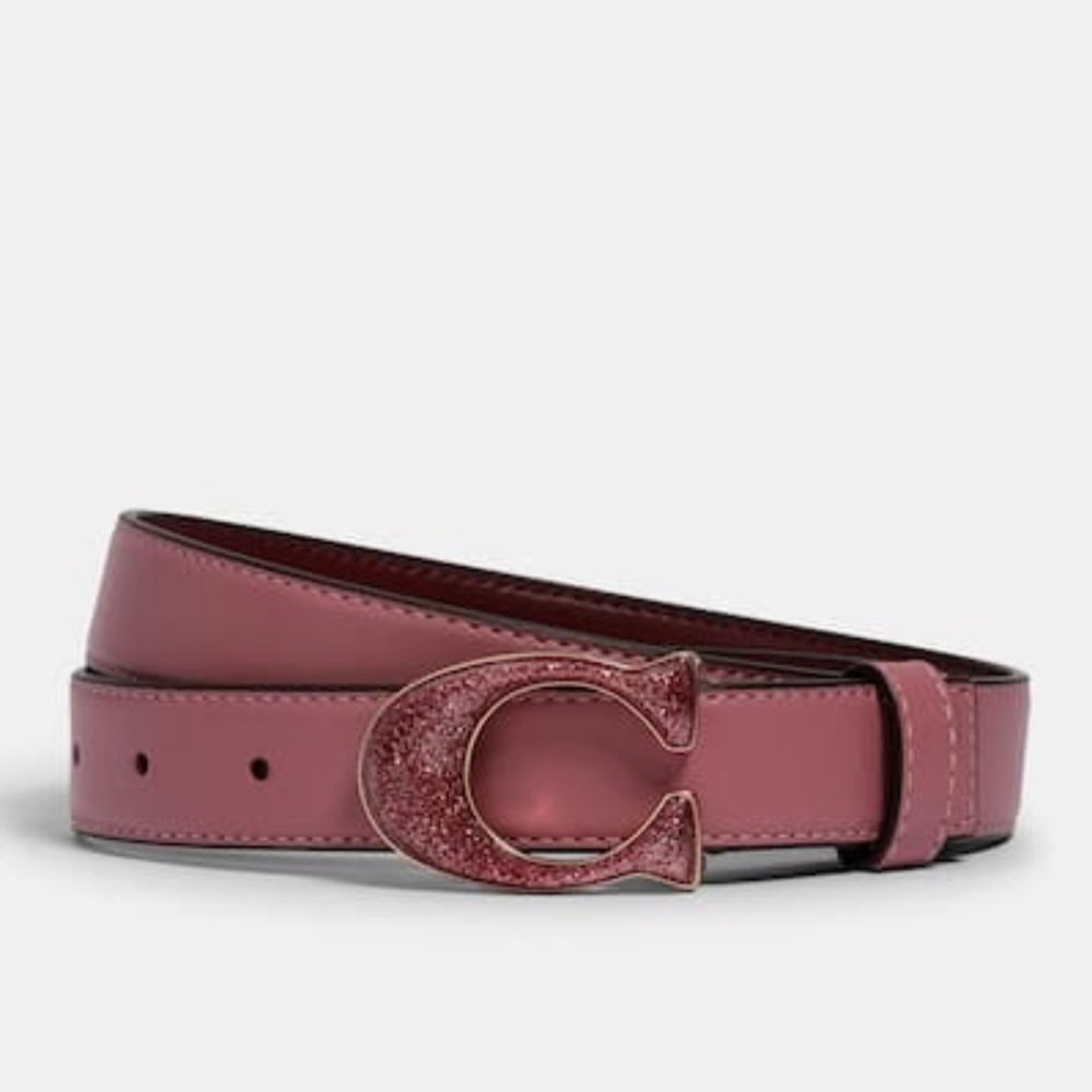 Coach Signature Buckle Belt 25 Mm rose blush calf leather NWT XL 2775 IMROS